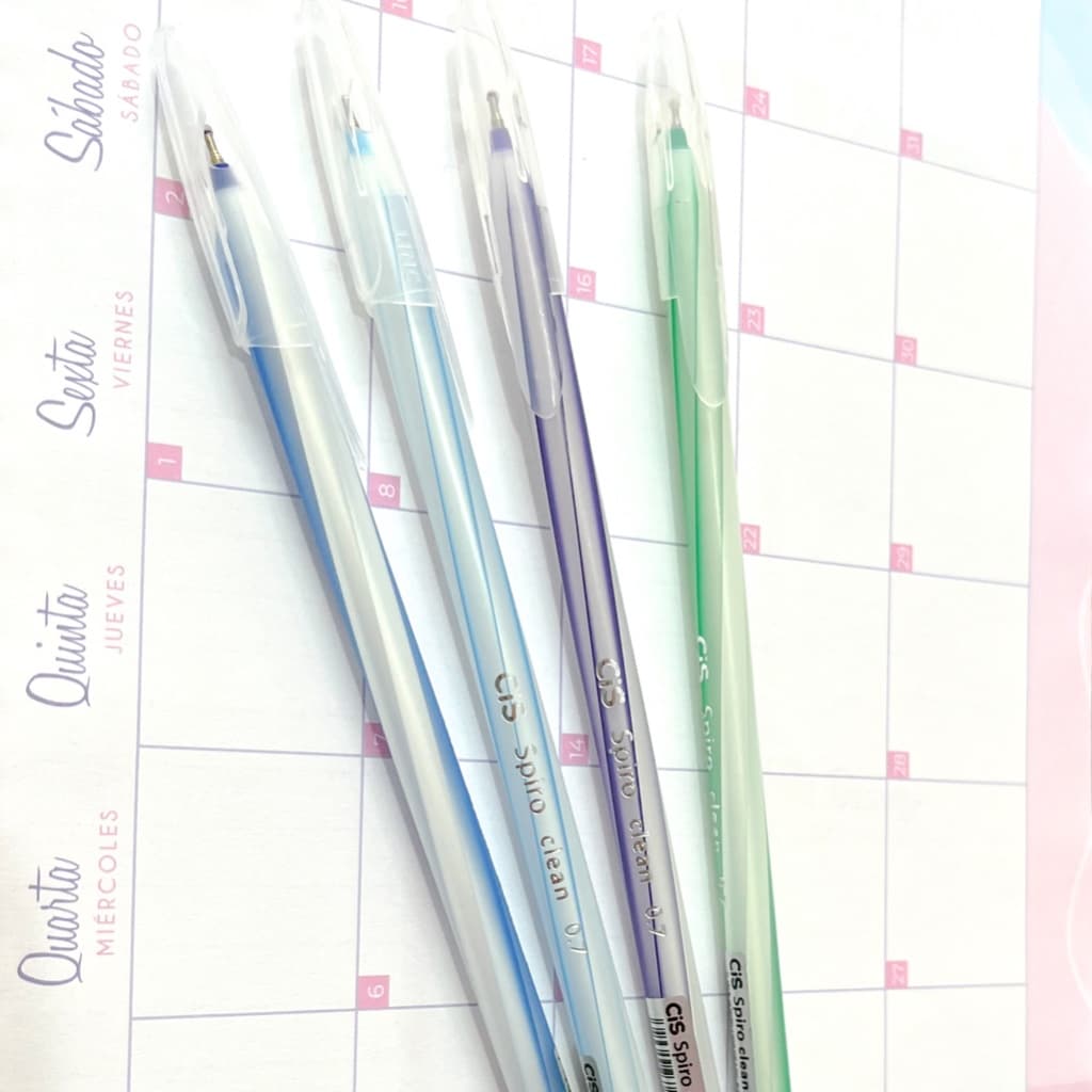 Kit Canetas Cis Spiro Clean Ponta 0.7 mm 4 Cores