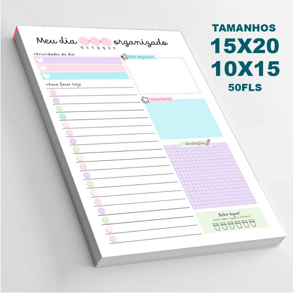 Planner Diário -  50 fls (blocado) Oragnize seu dia