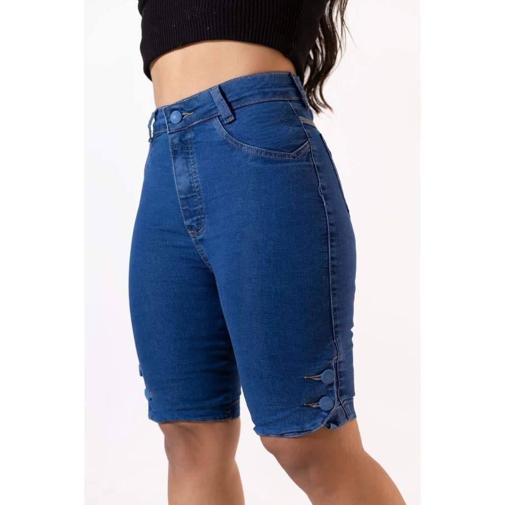 Bermuda Jeans Pedal Botao Lateral