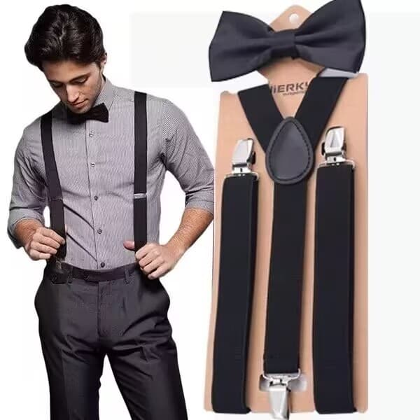 Kit Suspensasó Gravata Borboleta Para Adulto Unissex Casamento