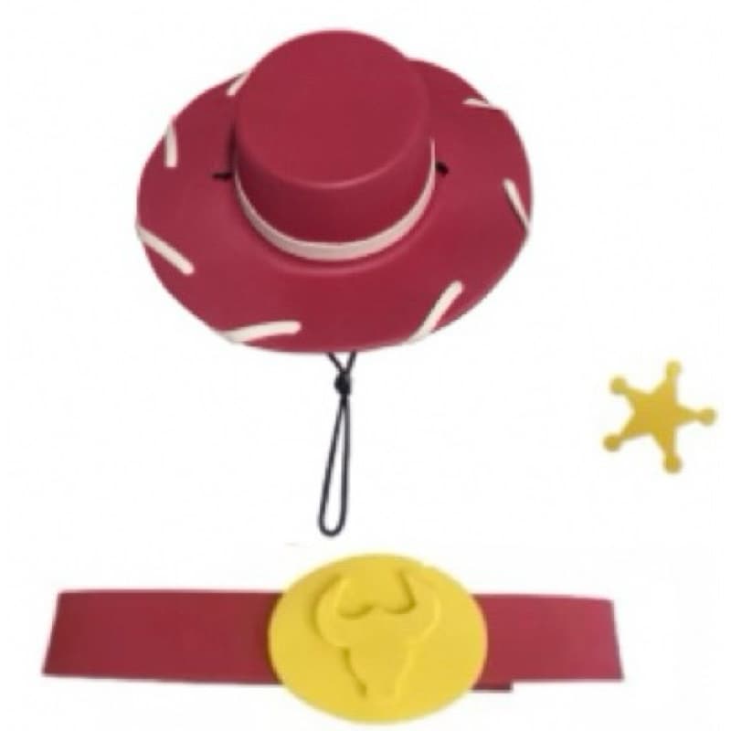 Kit Chapéu Cinto Estrela Jessie Ajustáveis Infantil Vaqueira Cowgirl Country Acessório Fantasia Jessie