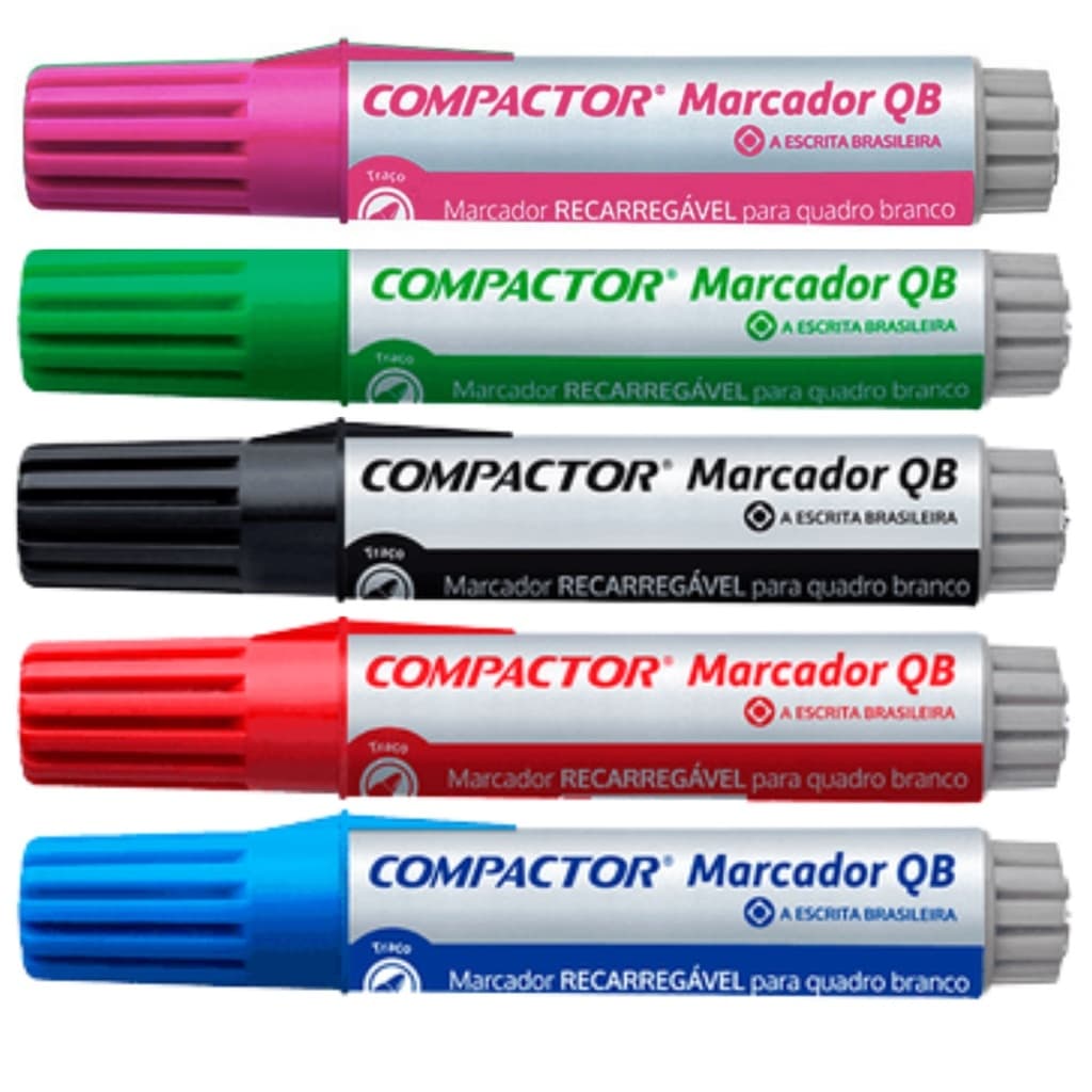 Kit Marcador Para Quadro Branco Recarregável Compactor / Escolar , Lousa