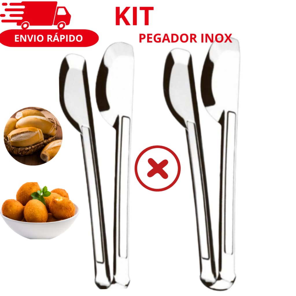 KIT 2 PEGADORES UNIVERSAL AÇO INOX PEGADOR PINÇA MASSA CHURRASCO PETISCOS SALADA CARNE MASSAS COZINHA