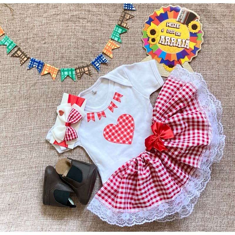 Body Temático Bebê Caipira Festa Junina Roupa Caipira Infantil