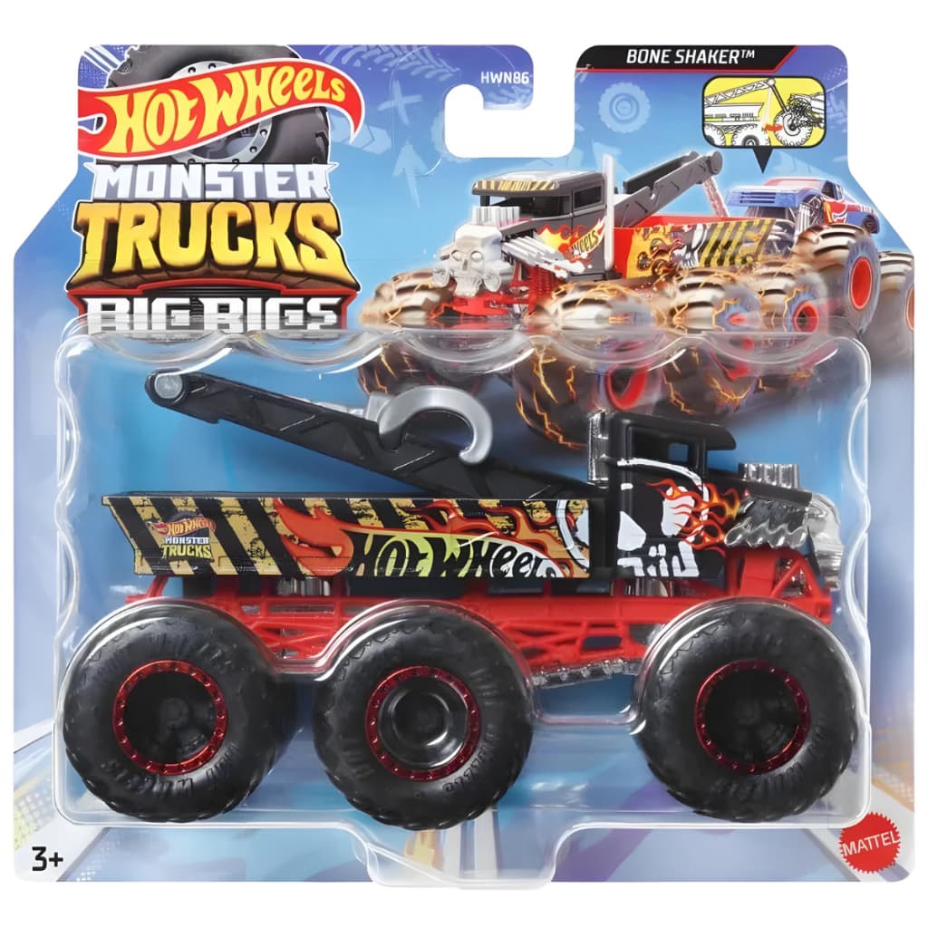 Hot Wheels Caminhão Reboque Monster Trucks Mattel 1/64 Hwn86 Lançamento Mattel Brinquedo Carrinho Monster Truck Bone