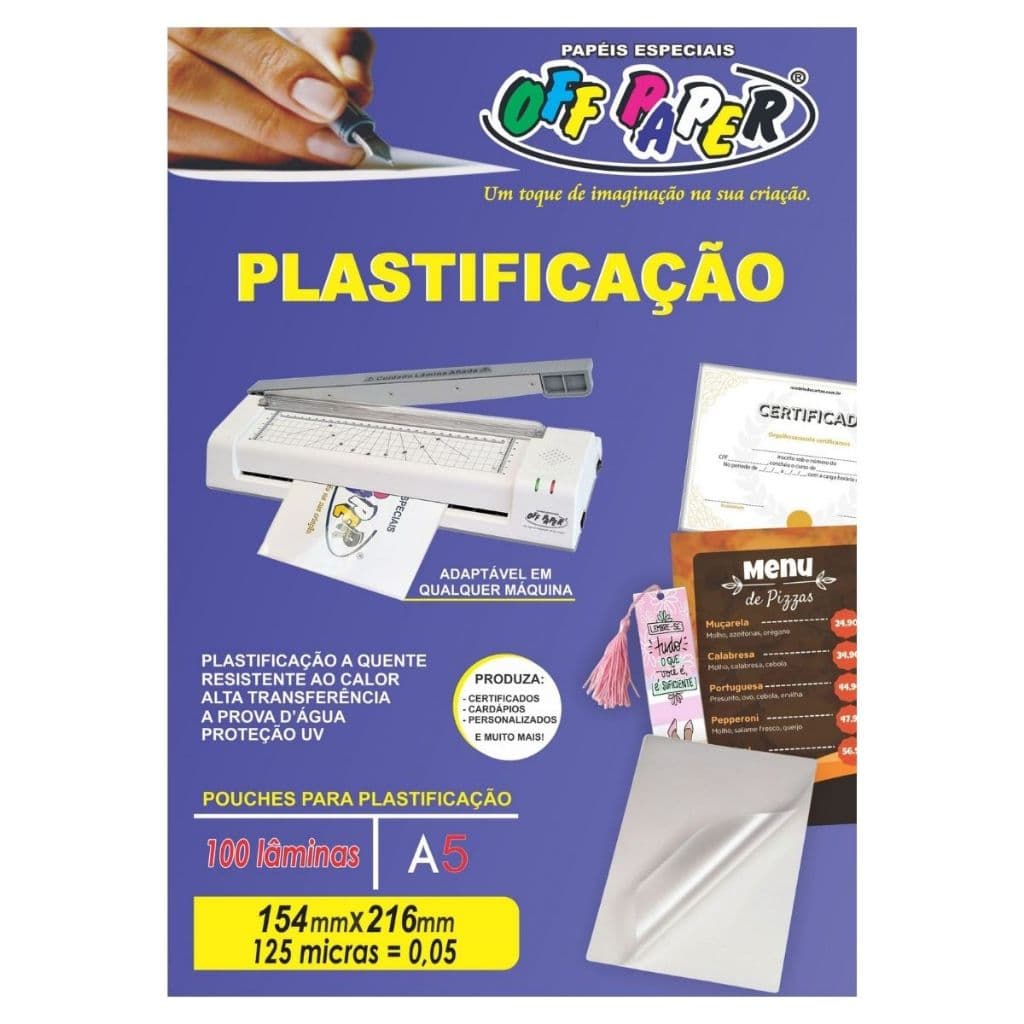 Plástico Para Plastificação A5 - POLASEAL 125 Micras 100 fls Off Paper