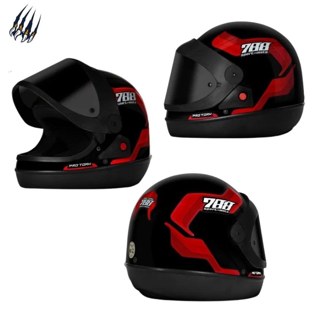 Capacete Pro Tork Sport Moto 788 Vis. Fumê Viseira automática Parece San Marino Moto Motoqueiro