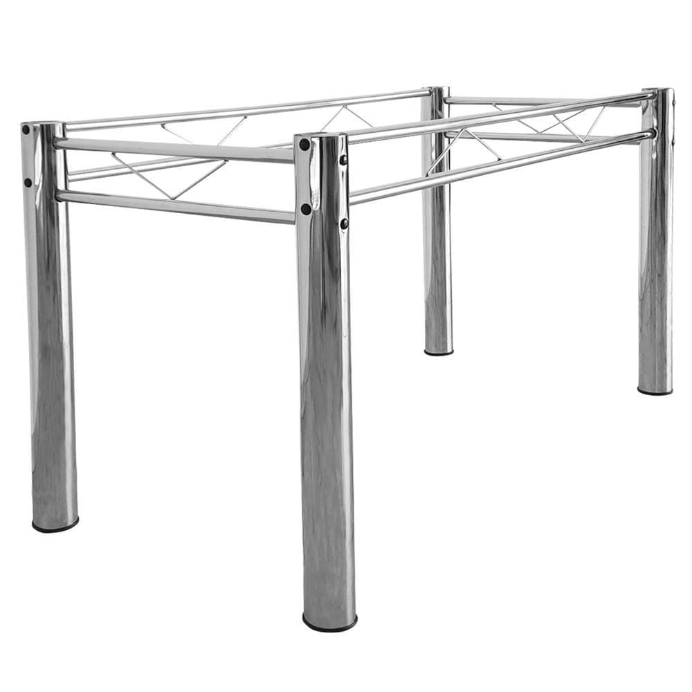 Base Cromada Jantar Para Tampo 1,20 Vidro Madeira