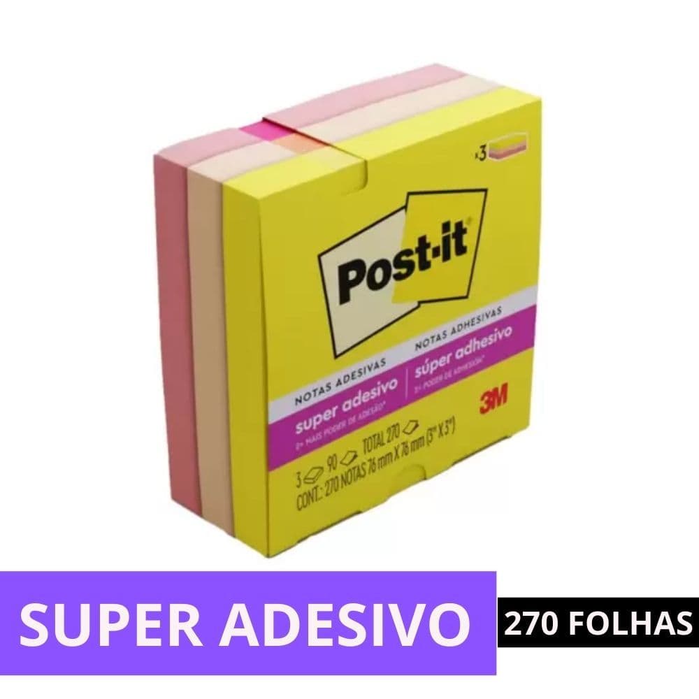 BLOCO ADESIVO POST-IT 3M CUBO ALEGRIA 270 FLS 3 BLOCOS