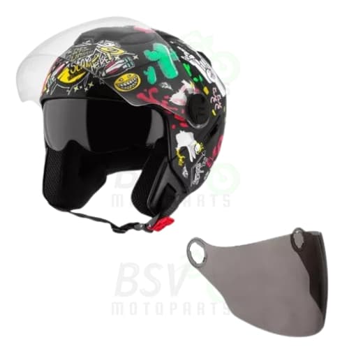 Kit Capacete Aberto Viseira Cristal + Fumê Lançamento Pro Tork New Atomic Universe Unissex Presente