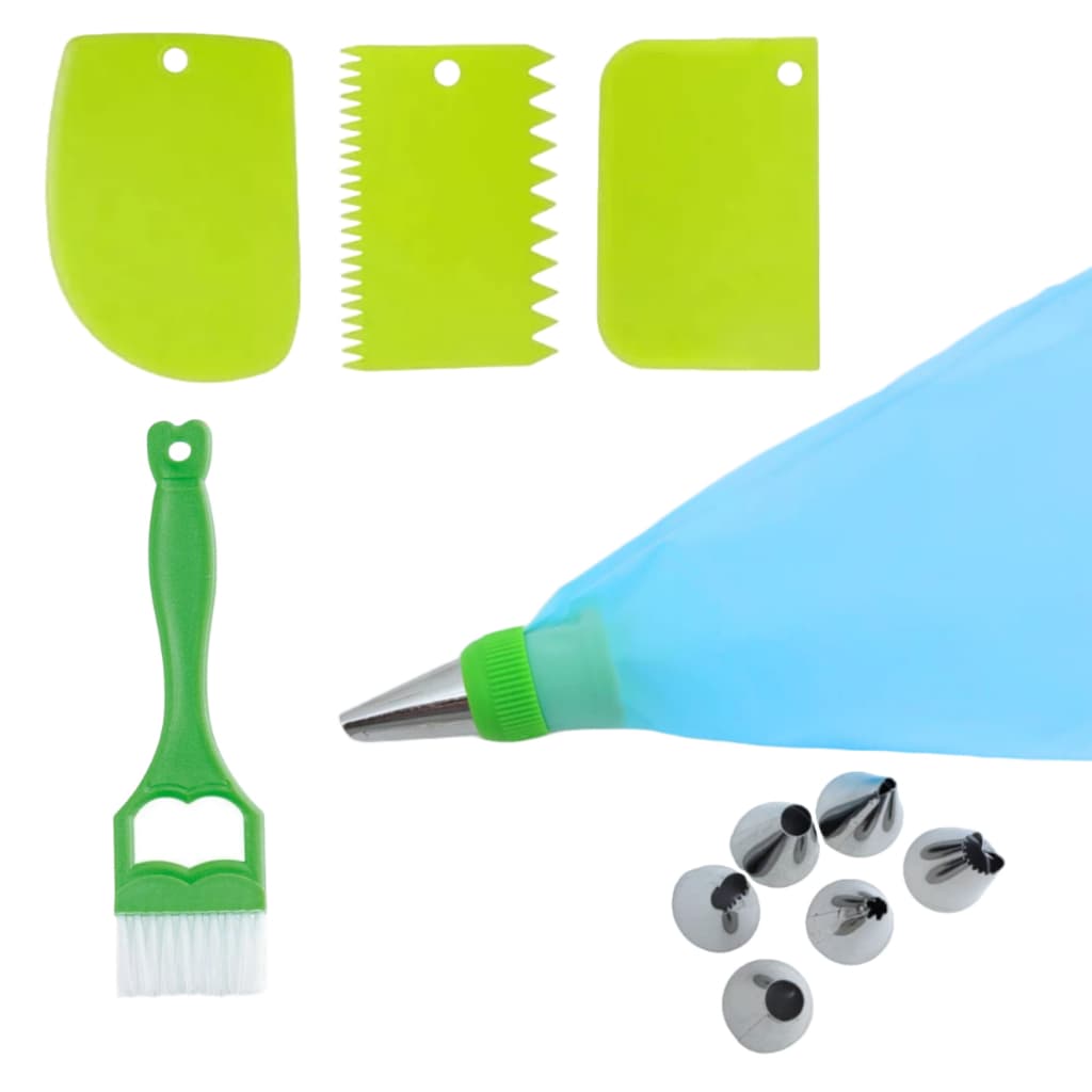Kit Confeiteiro 12 Peças Saco de Confeitar+ 7 Bicos + 3 Espátulas + Pincel Culinário Para Bolo Torta Confeitar