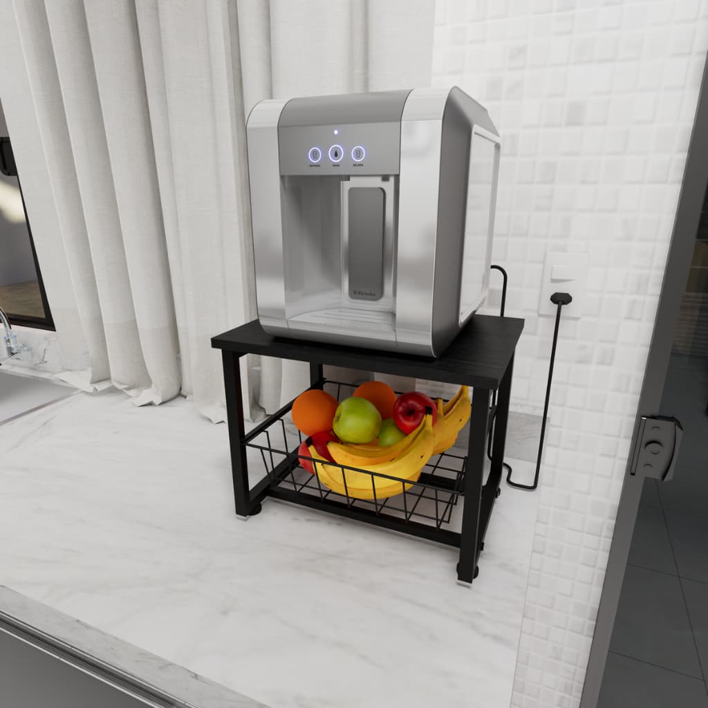Fruteira Para Bancada Mesa Para Cozinha Preto Fosco Mdf Preto