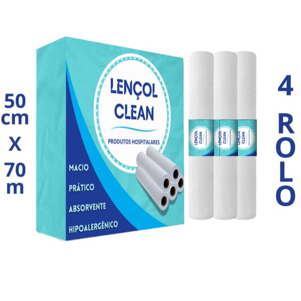 Lençol Descartavel Papel Hospitalar Maca 70x50 4 Rolos