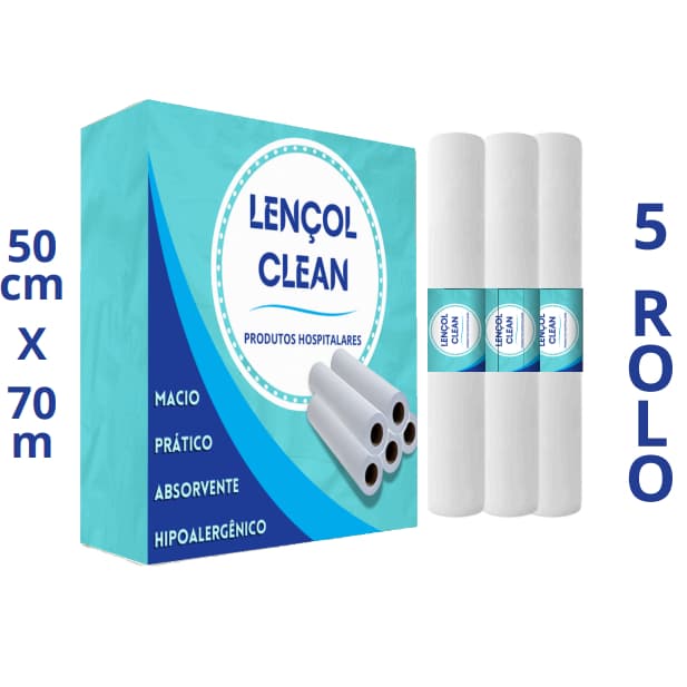Lençol Descartável Papel Hospitalar Maca 50x50mt - 05 Rolos
