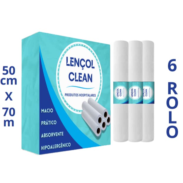 Lençol Descartavel Papel Hospitalar Maca 70x50 Cx 06 Rolos