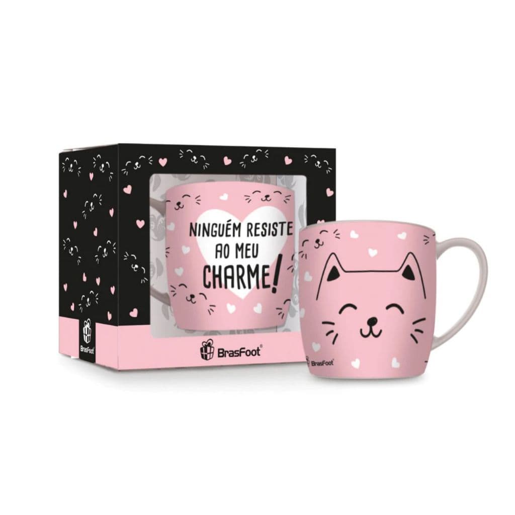 Caneca Porcelana Urban 300ML Gatinha "Ninguém Resiste Ao Meu Charme''