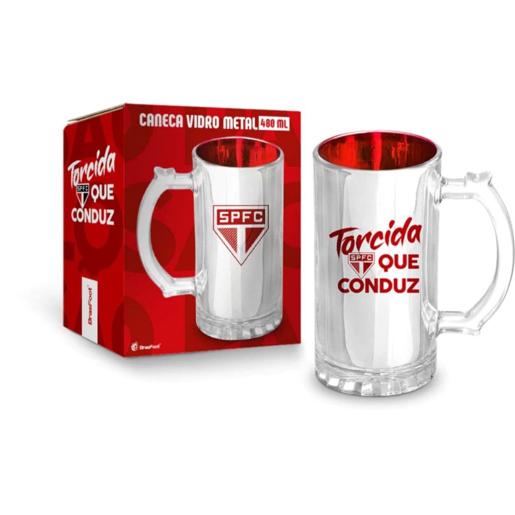 Caneca De Vidro Metalica 480ML São Paulo