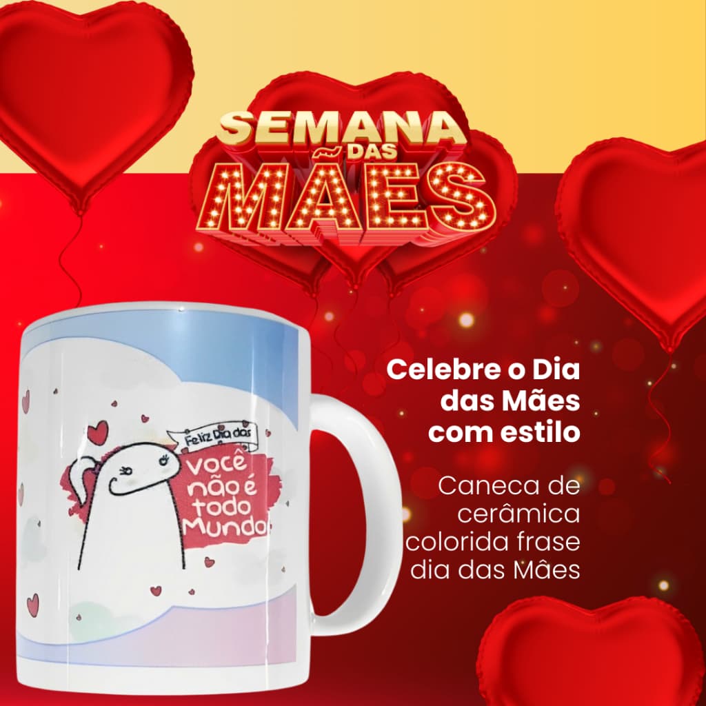 CANECA CERÂMICA DECORADA FRASE FLORK VOCÊ NÃO É TODO MUNDO 365ml