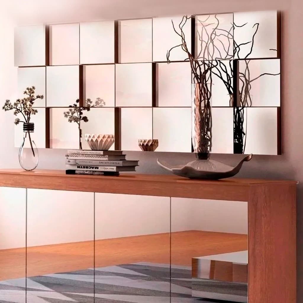 Espelho Decorativo 3d Painel Placa Vidro Liverpool Montável 10 peças