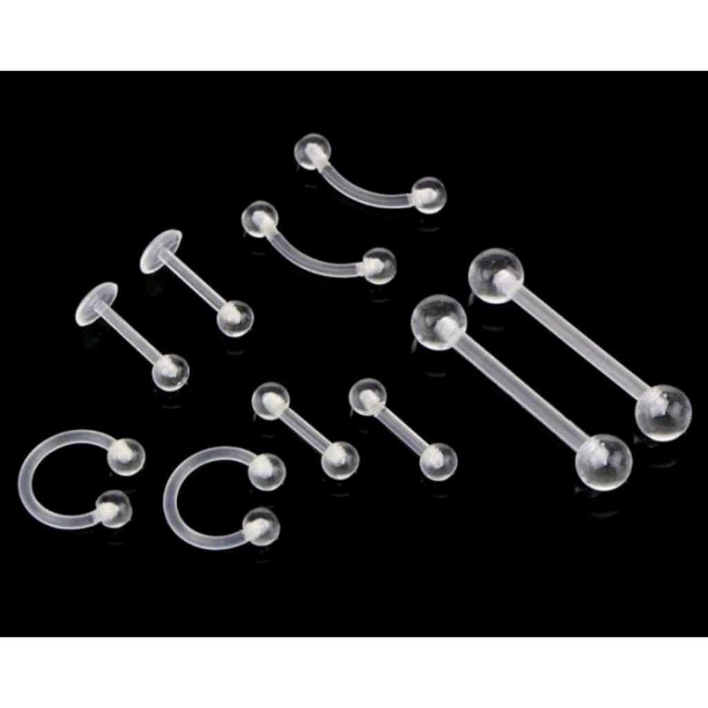 Kit 10 Piercing Silicone Transparente Flexíveis