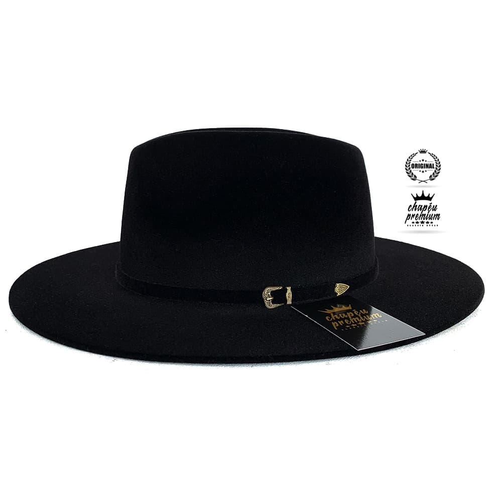 CHAPÉU FEDORA PRETO COM PEQUENO DEFEITO DE FABRICAÇÃO - LEIA A DESCRIÇÃO