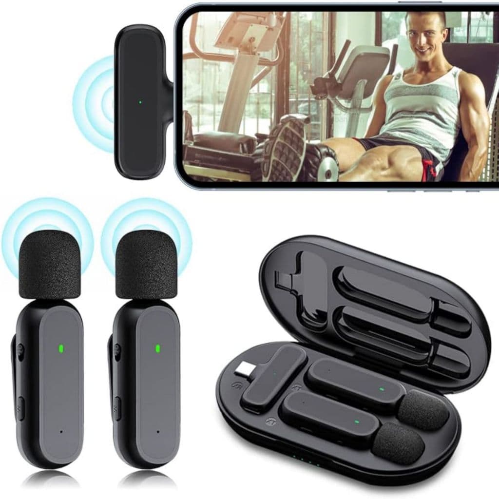 Microfone de lapela sem fio de latência Para iPhone Tipo C ，Adicionado estilo de caixa de carregamento portátil