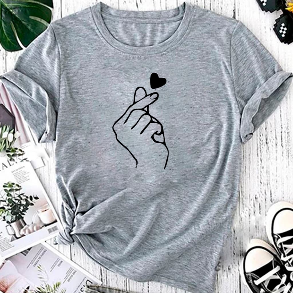 T-shirt Linda Estalos Coração Fofo Camiseta Feminina Blusinha