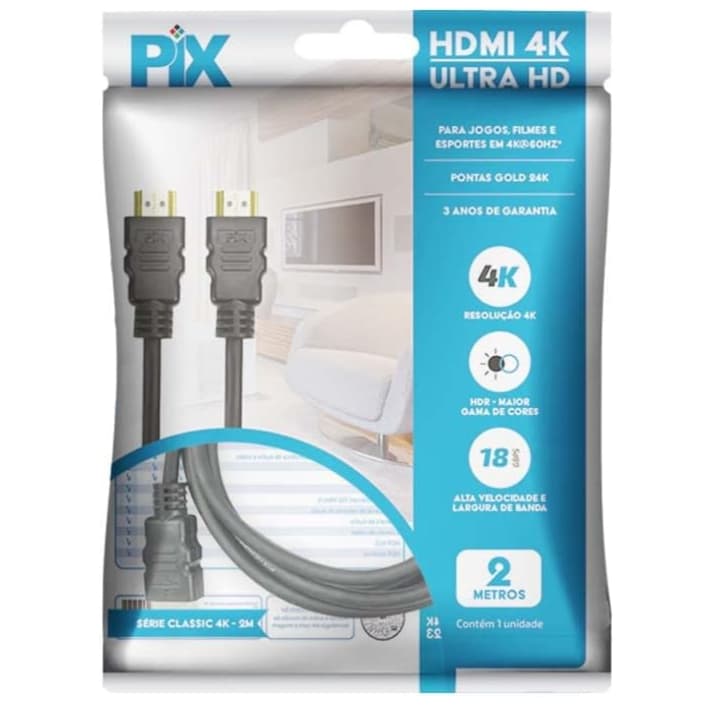 Cabo Hdmi Blindado 2.0 4k 3d Ultra HD 19 Pinos Chip Ps4 Xbox 2 Metros