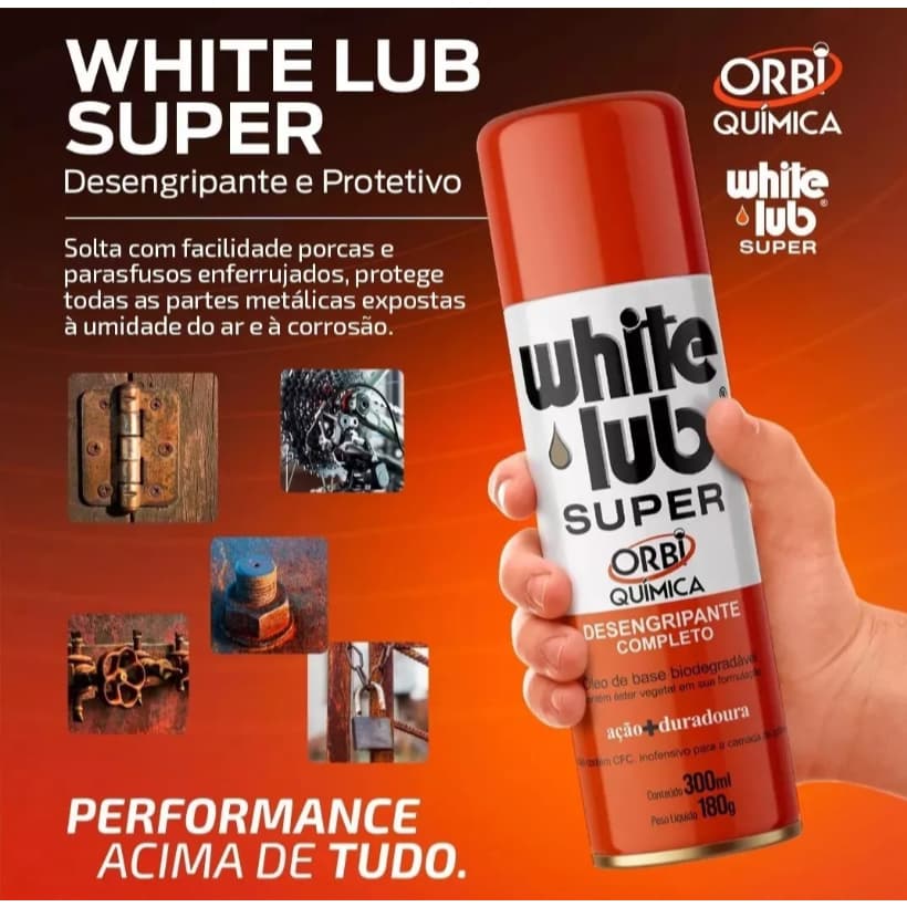 KIT 2 Desengripante Antiferrugem Lubrificante Spray Oleo 300ml White Lub