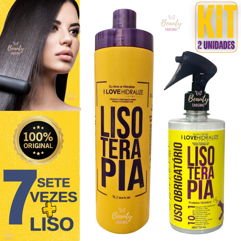 Progressiva Orgânica Sem Formol Lisoterapia  1L Liso Extremo + Defrizante Protetor Térmico 10 em 1 Capilar 500ml