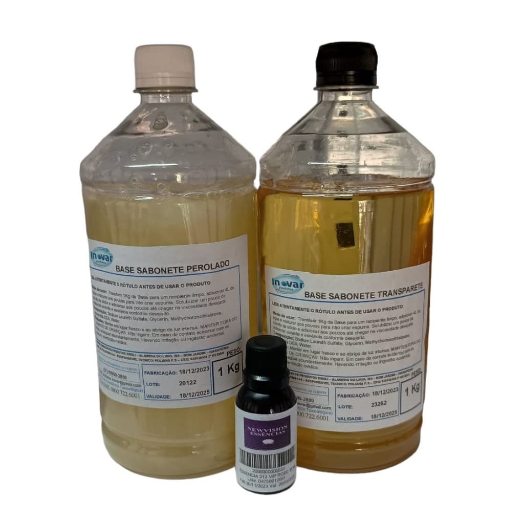 Kit Base Sabonete Liquido Glicerinado 1 kg(rende 5 Litros) + 1 Essência de 30 ml