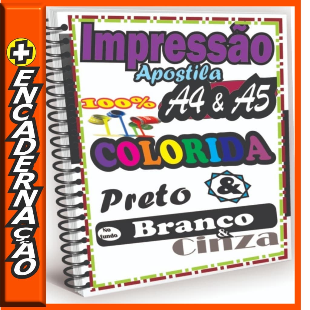 Impressão de Apostila até 200 páginas Frente e Verso A4 ou A5 Color ou Preto e branco e Encadernação