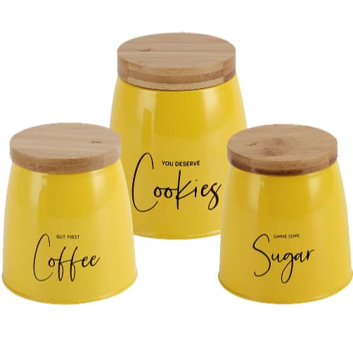 Conjunto Latas Sunshine Coffee Sugar Cookies Mostarda Mantimentos de Alimentos secos YOI