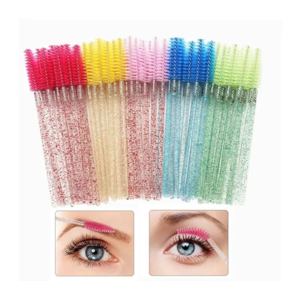 Escovinha Descartável Com Glitter ou Sem Para Cílios E Sobrancelhas  50 Unidades - Cores Aleatoria