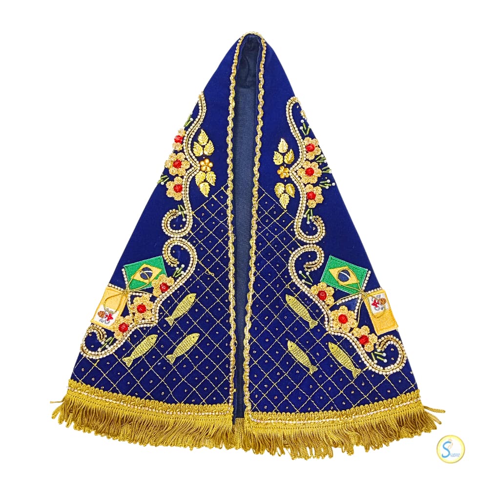 Manto Nossa Senhora Aparecida 38cm - Modelo Milagre Da Pesca Especial 2023 - Acabamento Reto