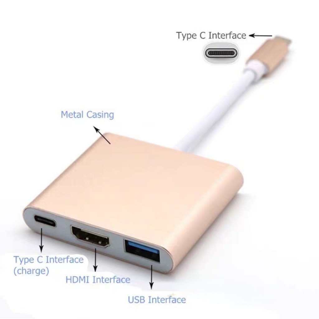 Adaptador Type-c Com Hdtv.  Usb 3.0 E Type-c Femea