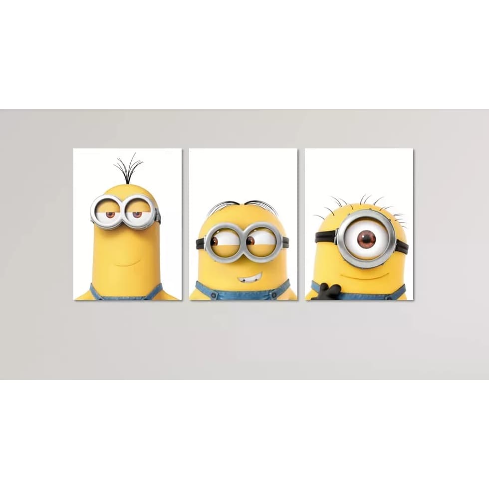 Kit 3 Placas Decorativas Quadro Minions Quarto Decorar infantil
