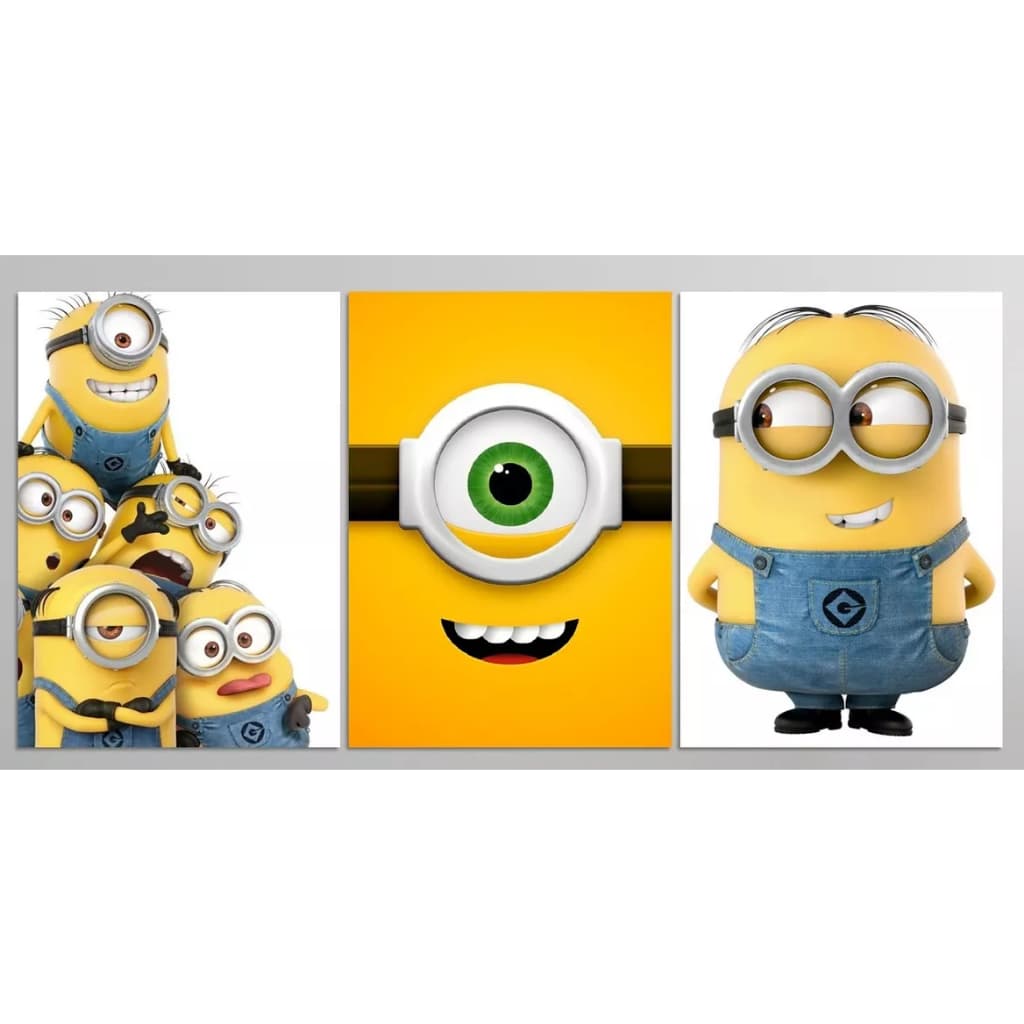 Kit 3 Placas Decorativas Quadro Minions