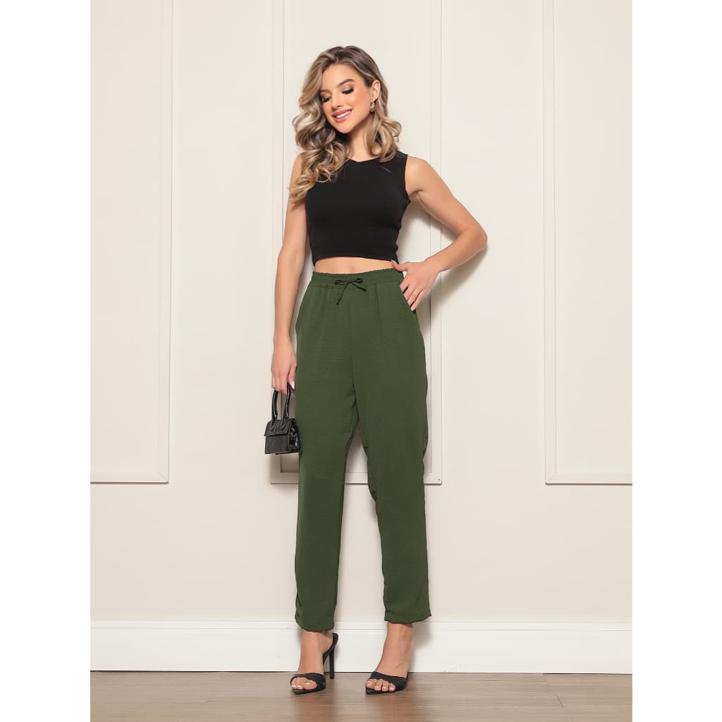 Calça de Viscose LIso  l Duna Liso C/ Bolsos.