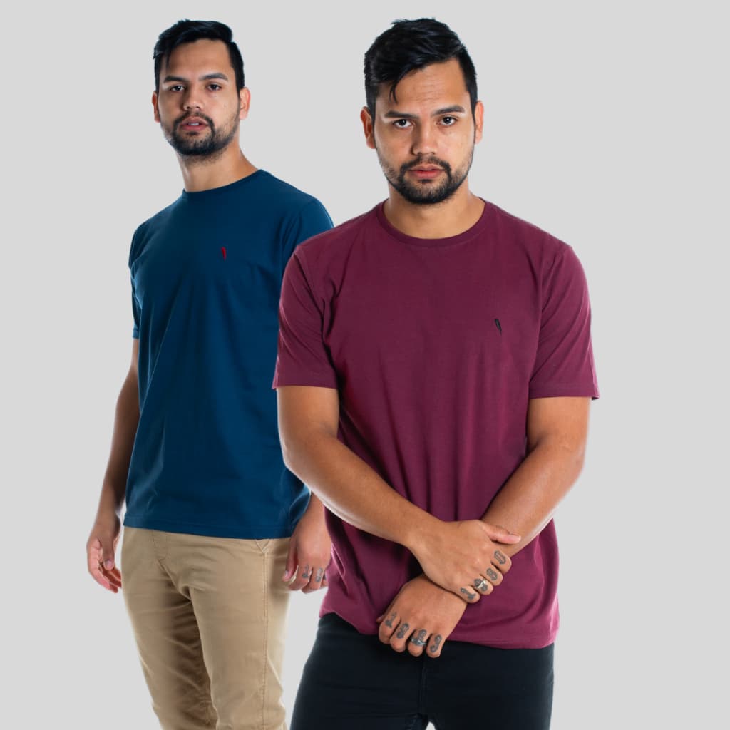 Kit 2 Camisetas Básicas Masculinas 100% algodão 30.1 Penteado
