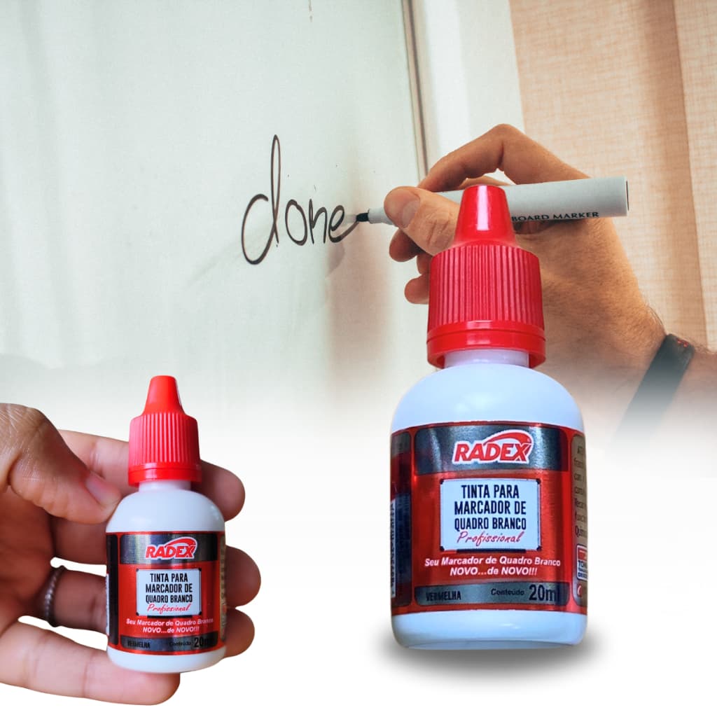 Tinta para Marcador de Quadro Branco Radex 20ml Vermelha