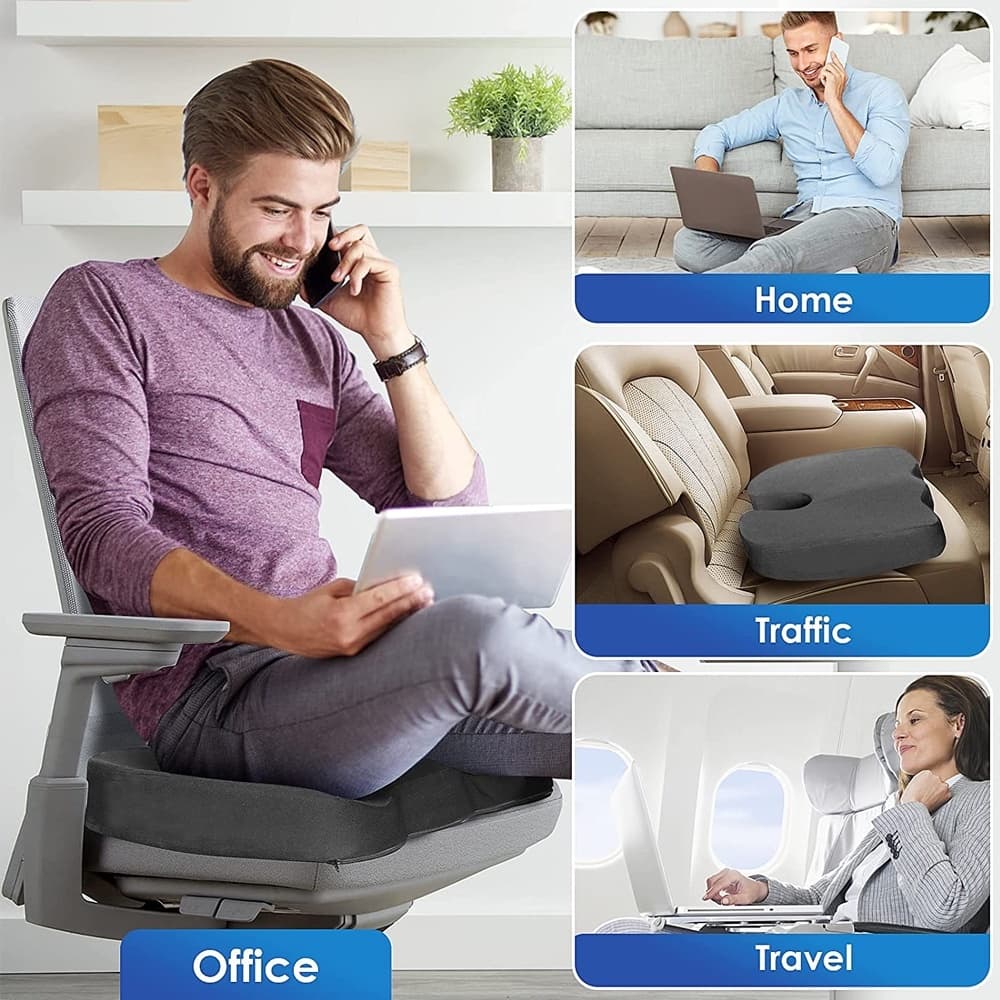 Almofada Assento Ortopédico Travesseiro Ergonômico Cadeira Corretor Postura Home Office Ref: DTT-1