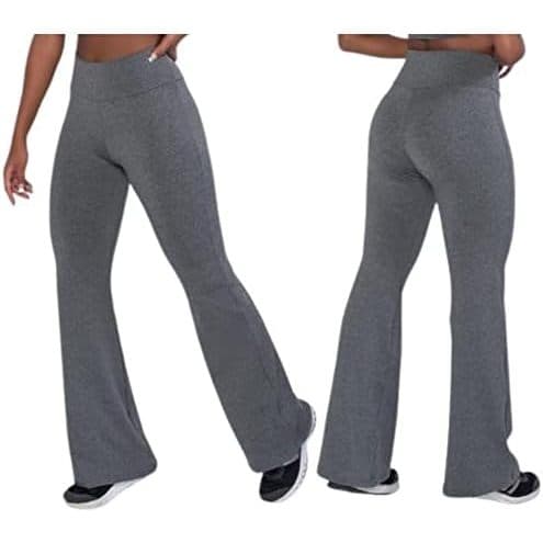 Kit 4 Calça Flare Bailarina Suplex Cintura Alta Boca De Sino Moda Fitness Feminina