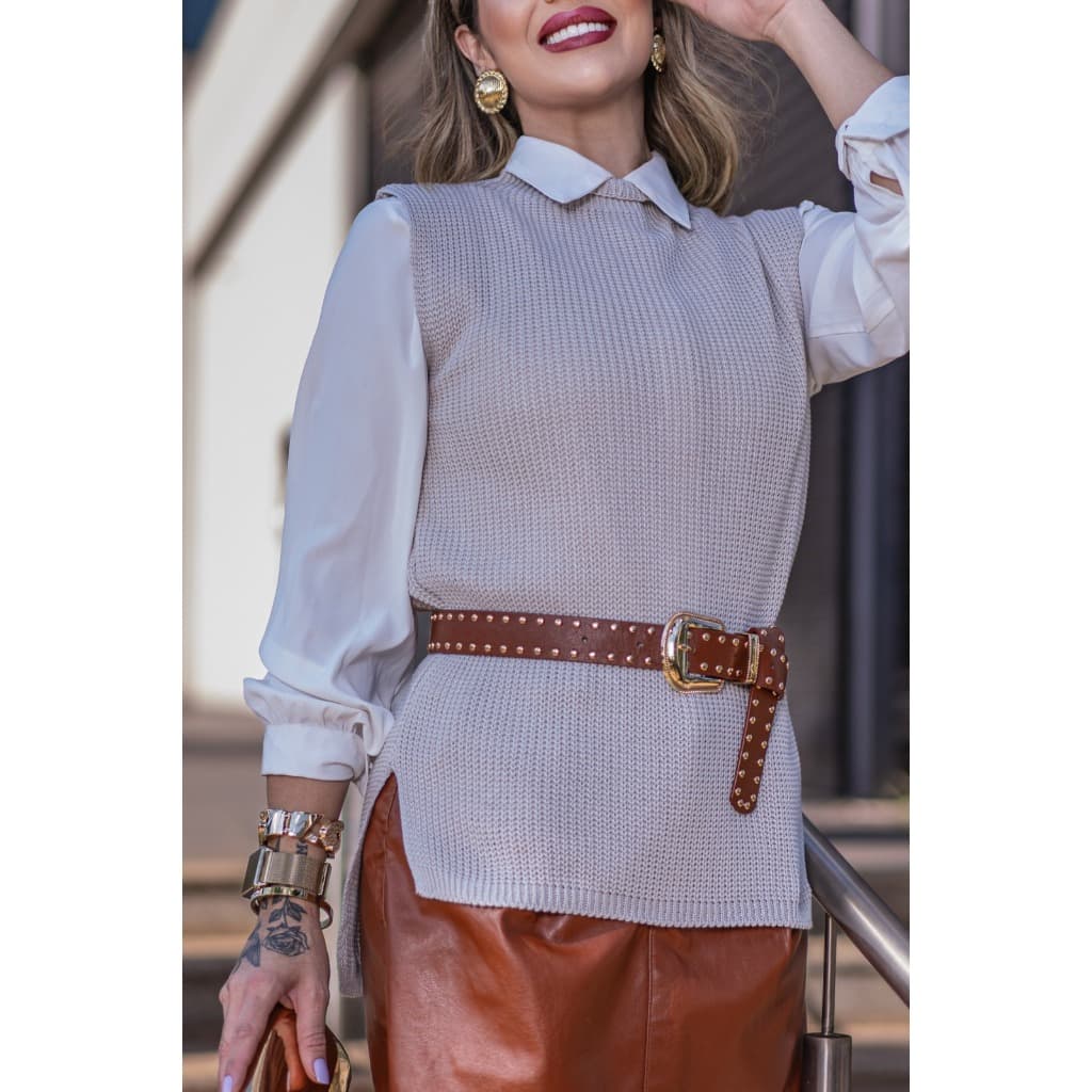 Colete feminino de tricô inverno