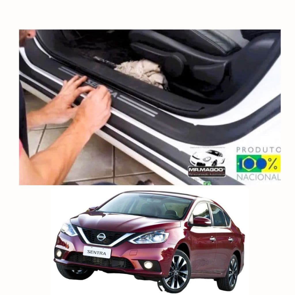 Kit Nissan Sentra 2014 A 2020 Soleira Super Protetora  Portas + Soleira da Mala Acessórios Carro