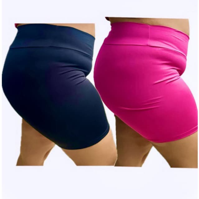 Kit 2 Short plus size Feminino  Meia Coxa Bermuda Legging Cintura Alta Short Zero Transparência short