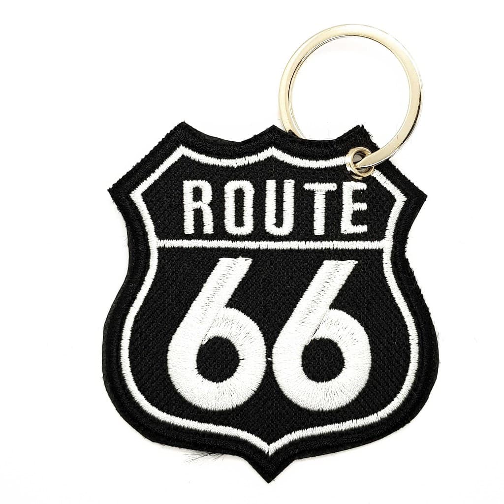 Chaveiro Tecido Bordado Route 66 7,5x7 cm Cód.C1026 - Rota