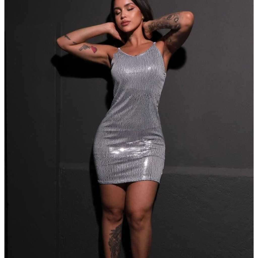 vestido paetê para festa brilhoso elegante nao trasparente