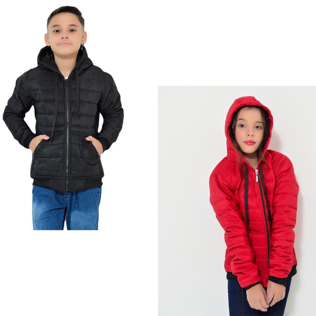 Jaqueta Bobojaco Infantil Inverno Matelada com Capuz Menino Menina