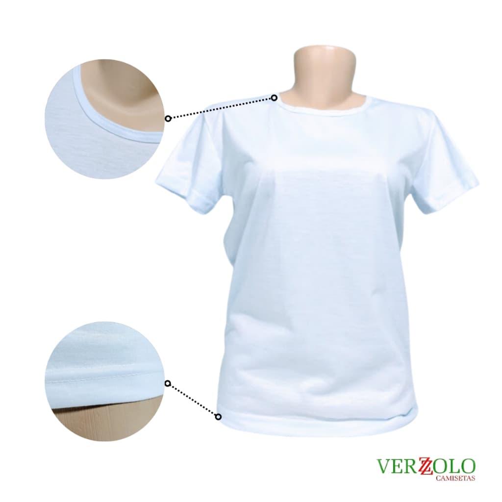 Kit 03 Camisas Babylook Branca VERZZOLO 100% Poliéster Para Sublimação